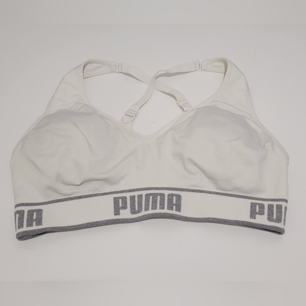 PUMA SPORTS BRA WHITE SIZE LARGE